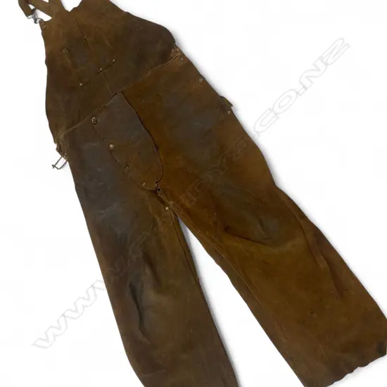 A pair of leather overalls,